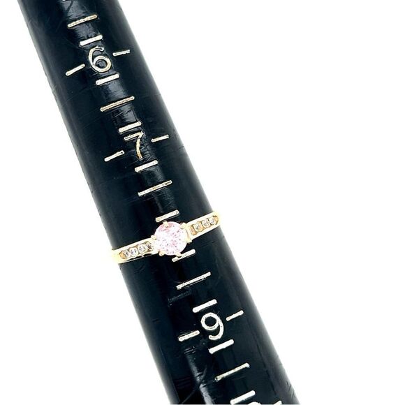 14K Gold Pink/White Cz Solitaire Ring - Picture 16 of 16